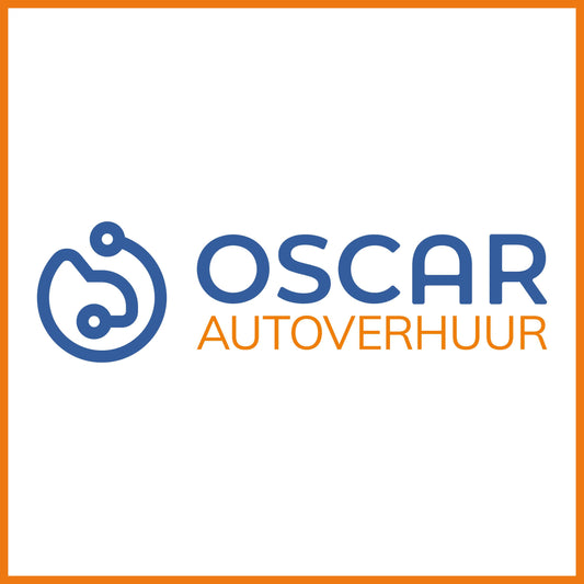 Contoursticker met oranje en blauw logo 300x80